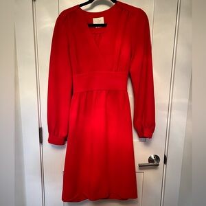 Kate Spade Red Long sleeve Dress with pockets - crepe material!